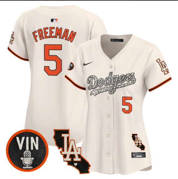 Women Los Angeles Dodgers #5 Freeman 2025 cream Limited Stitched Jersey